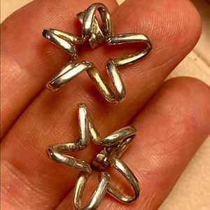 Shining Star Sterling Silver Earrings, Pierced Back